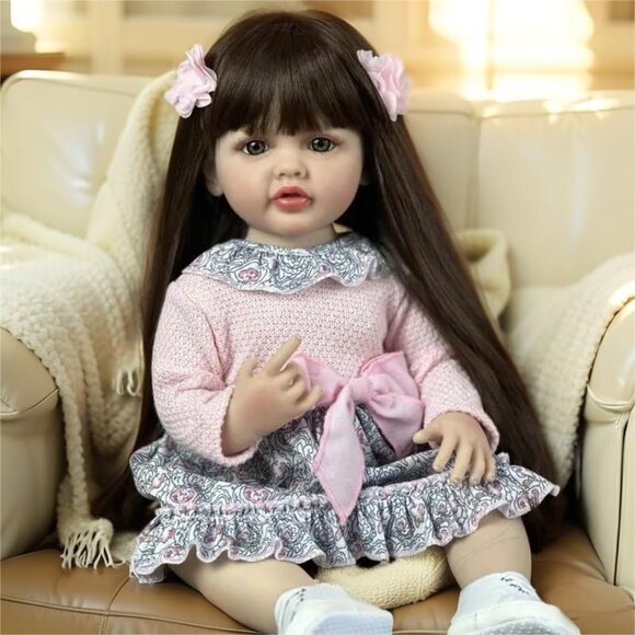 🆕 22inch Realistic Full Body Soft Vinyl Silicone Baby Dolls Girl Newborn Dolls - Picture 2 of 4